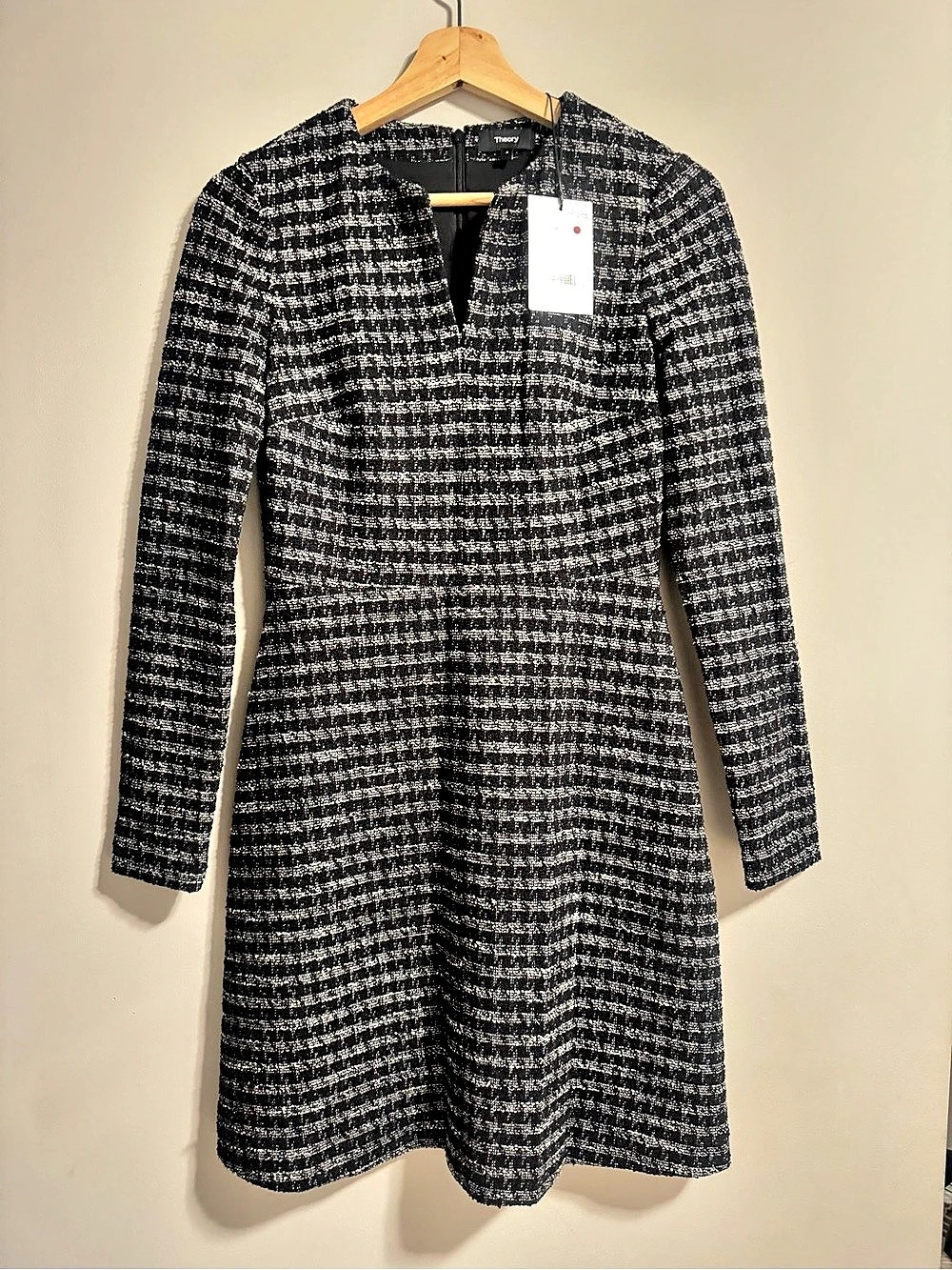 Theory Black and White Tweed Dress (Size 2)